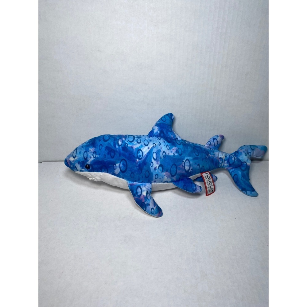 Douglas The Cuddle Toy Blue Bubble Pattern Shark Plush Stuffed Animal 13 Inch